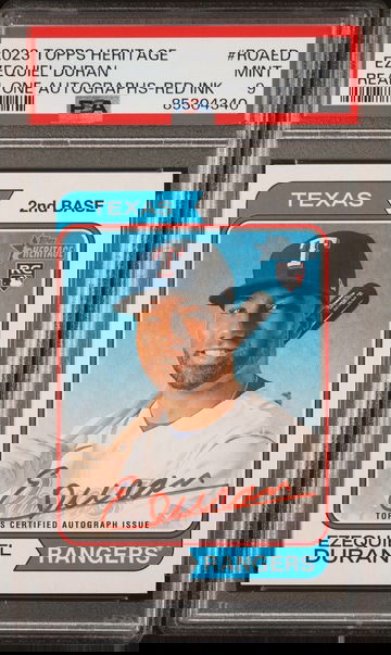 2023 Topps Heritage Real One Red Ink Ezequiel Duran #ROA-ED RC Auto PSA 9