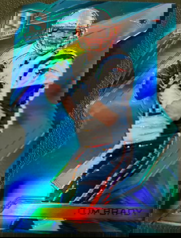 2015 Spectra Tom Brady [White Jersey Neon Blue Die Cut] #111 Prizm /35