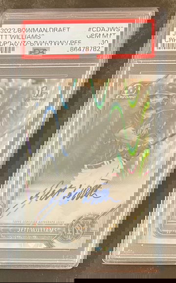 2022 Bowman Chrome Jett Williams Black White Raywave Reffractor Auto PSA 10