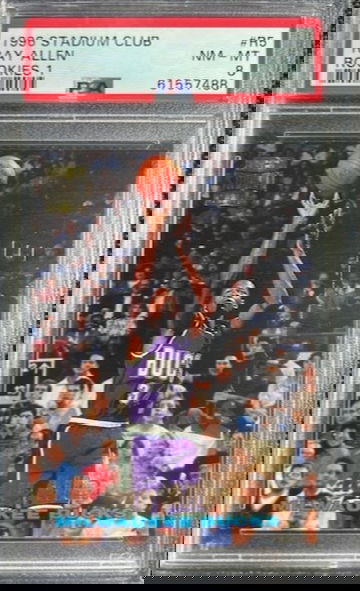 1996-97 Stadium Club Ray Allen Rookies 1 RC #R5 PSA 8 NM-MINT Milwaukee Bucks 