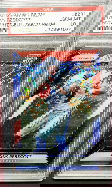 2016 Dak Prescott Panini Prizm Red, White, Blue Disco PSA 10 #231 POP 63