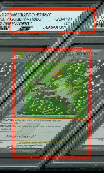 💎🤑 2022 Metazoo Promo GREEN GOBLIN 😈-FULL HOLO PAYMONEYWUBBY 💵🌲 PSA 10 ☠️