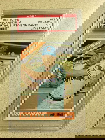 1966 Topps #43 Don Landrum PSA 6 . 5 EX-MT+ PARTIAL BUTTON ON PANTS CUBS 7