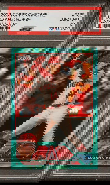 PSA 10 2022 Topps Chrome Logan O'Hoppe Aqua Lava 99/199