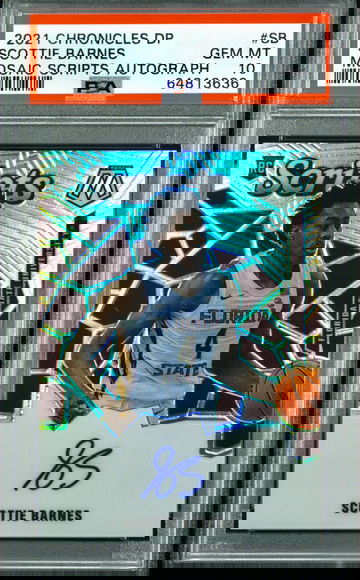 2021 Panini Chronicles Draft Scottie Barnes Mosaic Scripts Prizm Auto PSA 10 Gem Mint /99 