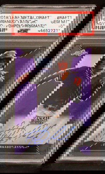 2018 Leaf Metal Draft Purple Prismatic Autograph /25 Fernando Tatis Jr. PSA 10 Pop 1