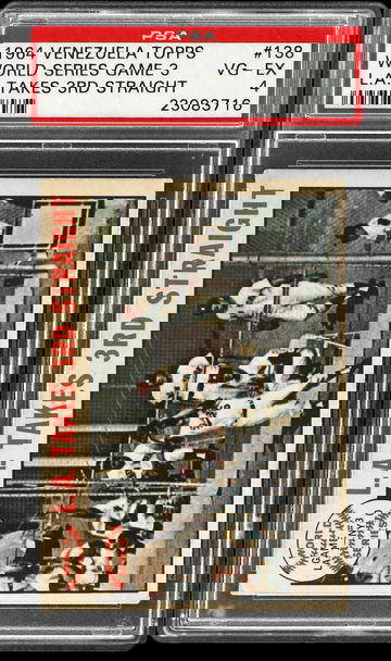 1964 Venezuela Baseball #138 World Series Game 3 L.A. Takes 3RD Straight PSA 4