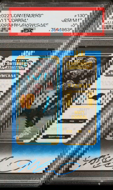 Matt Corral 2022 Panini Contenders #130 Autograph Showcase Ticket PSA 10