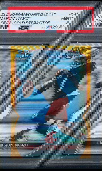 2022 BOWMAN UNIVERSITY CHROME CAMERON WARD #/50 GOLD #34 RC PSA 9