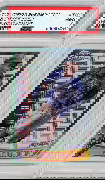 JULIO RODRIGUEZ 2022 Topps Chrome Sonic 1996 Youthquake Refractor Rc #YQ2 PSA 9