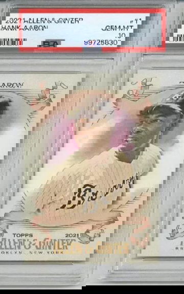 2021 TOPPS ALLEN & GINTER #1 HANK AARON CARD ATLANTA BRAVES PSA 10