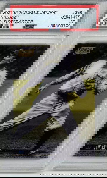 2021 TOPPS STADIUM CLUB GOLD REFRACTOR #236 TY COBB /50 TIGERS PSA 10 LOW POP