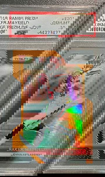 2018 Prizm Baker Mayfield Orange Die-Cut PSA 10
