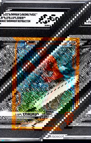 2021 Bowman Chrome Pros. Luis Toribio Orange Shimmer Color Match /25 SGC 9.5