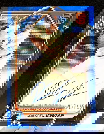 2024 1st Bowman Chrome  Dakota Jordan  /150  Blue Wave Auto Refractor  Giants