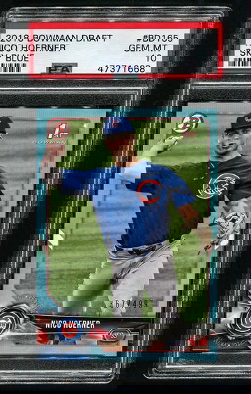 2018 Bowman Draft Nico Hoerner sky blue /499  psa10