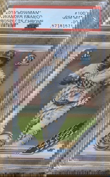 2019 Bowman Chrome PSA 10 Gem Mint Wander Franco Prospects 100 #100 Tampa Bay Rays