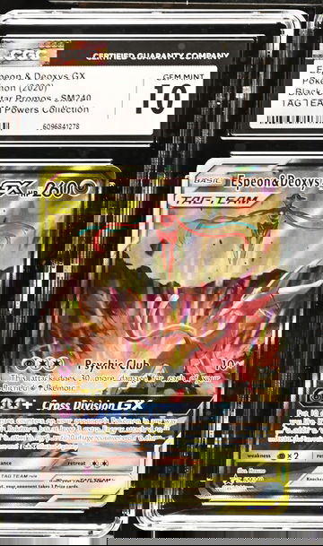 2020 Pokémon SM Black Star Promo Espeon & Deoxys #SM240 Tag Team GX CGC 10
