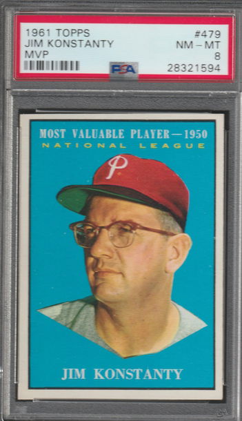 1961 Topps #479 Jim Konstanty MVP PSA 8 (NM-MT)