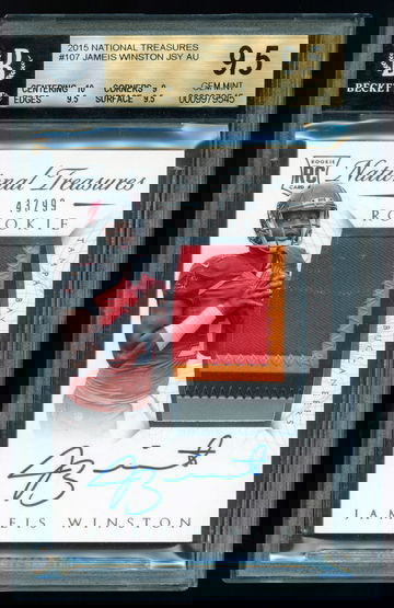 2015 National Treasures JAMEIS WINSTON #107 4-color Patch Auto RC #/99 - BGS 9.5