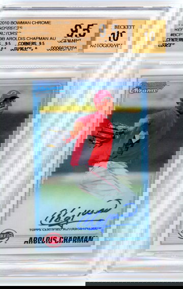 2010 Bowman Chrome Prospects Refractors #BCP199B Aroldis Chapman Auto BGS 9.5 GEM MINT! AUTO 10!