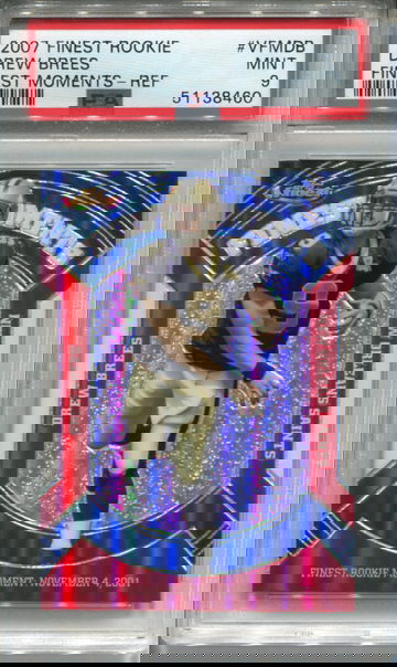 2007 TOPPS FINEST MOMENTS REFRACTOR #VFM-DB DREW BREES PSA 9 MINT