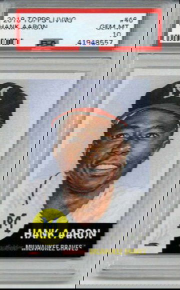 2018 TOPPS LIVING #46 HANK AARON BASEBALL CARD BRAVES PSA 10 SP LOW POP RARE