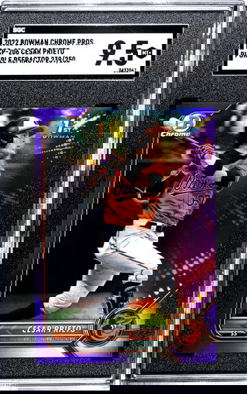 2022 Bowman Chrome Cesar Prieto 1st Purple Refractor numbered 239/250