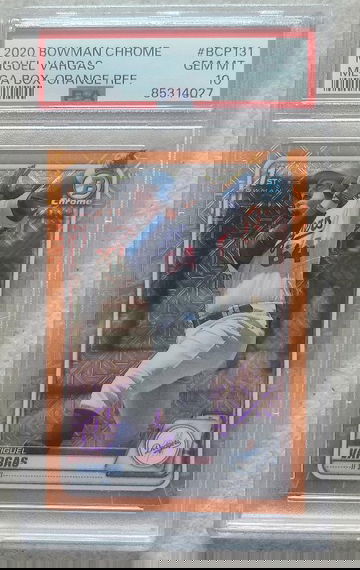 2020 Bowman Chrome 1st Miguel Vargas Mega Box Orange Ref /25   PSA 10