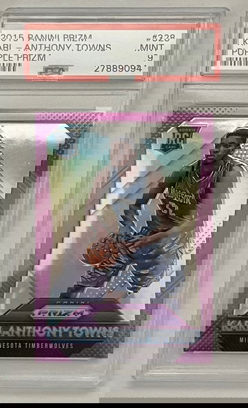 2015-16 Panini Prizm Karl Anthony Towns Purple Prizm Rookie Card PSA 9