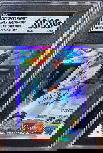 Vinnie Pasquantino 2023 Topps Chrome Auto True Purple SGC 10/10 Gem Royals