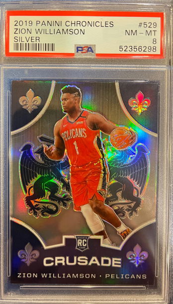 2019 Chronicles Crusade Zion Williamson #529 Silver Prizm PSA 8