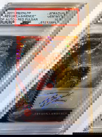 2021 Panini Prizm Draft Picks Red Pulsar Trevor Lawrence rookie PSA 10 # 9/15 AUTO