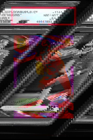 2020 DONRUSS ELITE TEE HIGGINS PURPLE PSA 8.5