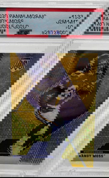 2020 Panini Mosaic Randy Moss No Huddle Gold /10 PSA 10 POP 1 SSP