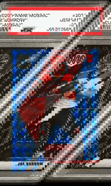 2020 Panini Blue Mosaic Prizm #201 Joe Burrow RC Rookie 28/99 PSA 10