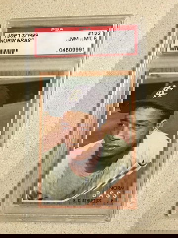 1962 Topps #122 Norm Bass PSA 8 NM-MT ATHLETICS 