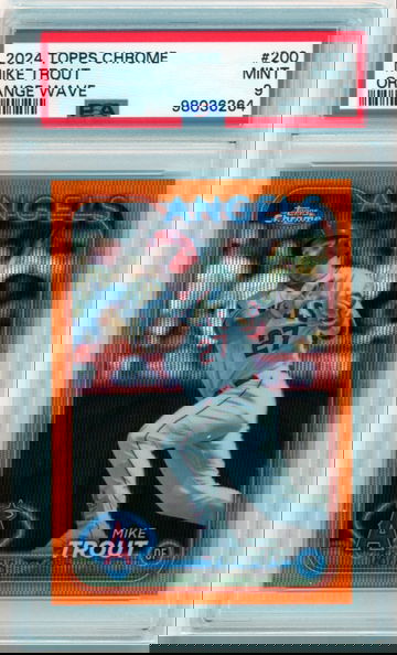 2024 Topps Chrome #200 Mike Trout Orange Wave Refractor PSA 9 MINT!