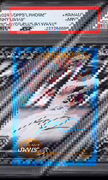 2024 Topps Chrome Rookie Autographs Rookie Au-Blue Raywave Ref Henry Davis #RAHAD /150 PSA 9