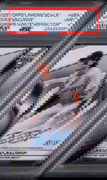 2025 Topps Chrome Black Autographs White Refractor Brooks Baldwin #BBA /10 PSA 9