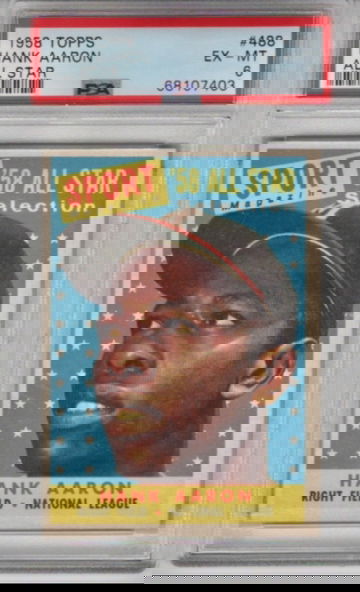 1958 Topps All-Star #488 Hank Aaron HOF. PSA 6 EX MINT