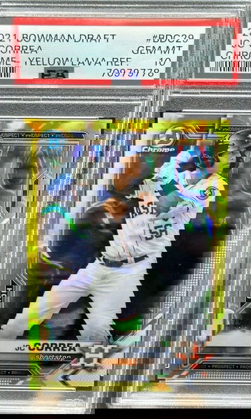 2021 BOWMAN DRAFT CHROME PROSPECTS JC CORREA YELLOW LAVA REFRACTOR  75/75 PSA 10!