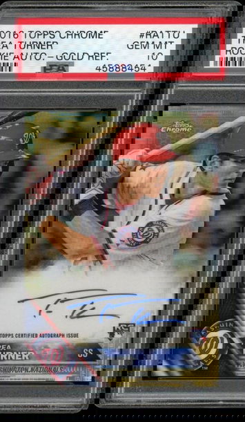 2016 Topps Chrome Trea Turner Gold Refractor Auto /50 PSA 10