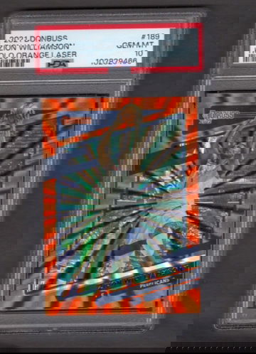 2021 Donruss Holo Orange Laser #189 Zion Williamson PSA 10 Pelicans