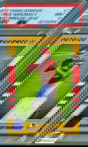 SSP PSA 9 RC Patrick Mahomes 2017 Donruss Rookie Patch Threads Blue POP 9 No 10s