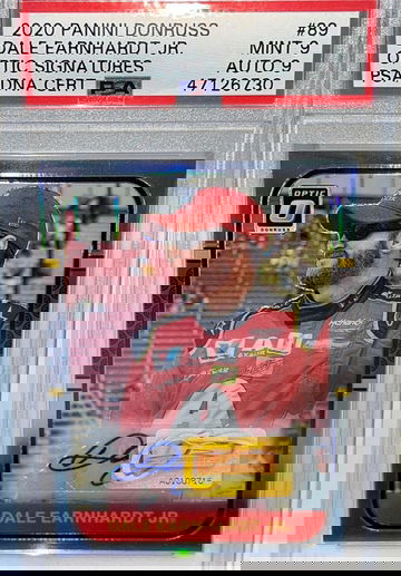 POP 1 ! AUTO #/99 OPTIC SIGNATURES Dale Earnhardt Jr. 2020 Panini Donruss #89 PSA 9