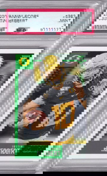 2020 Panini Score 362 Justin Herbert PSA 9