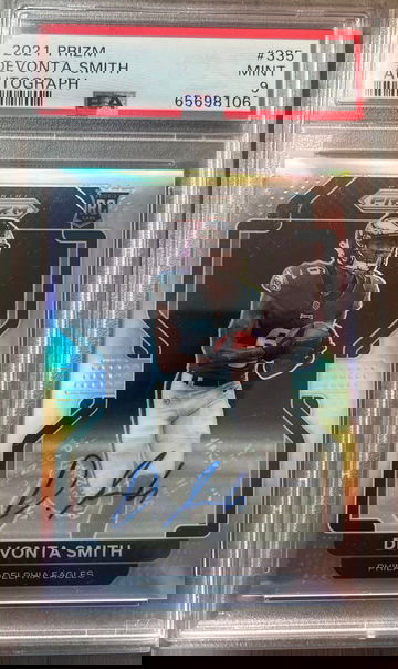 2021 Panini Prizm DeVONTA SMITH Silver Auto PSA 9