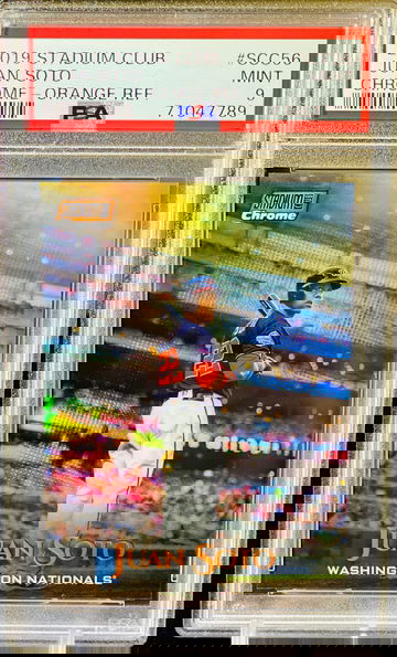 2019 Juan Soto Orange Refractor PSA 9 1st Year SCC Card 