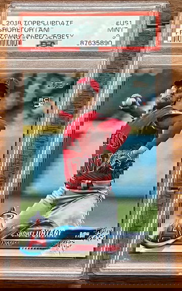 2018 Topps Update Shohei Ohtani Pitching In Red Jersey PSA 9 #US1